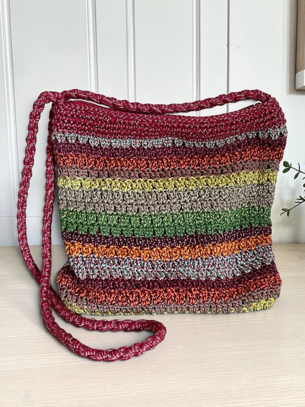 The Sak Multicolored Striped Crochet Crossbody Bag